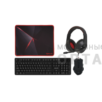 Комплект проводной игровой Клавиатура + Мышь+ Коврик + Гарнитура REDRAGON S137 RU, RGB, чёрный (1/20)