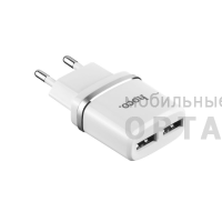 СЗУ HOCO C12, 2400mA, кабель USB to Micro,  белый