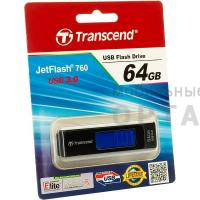 Флешка USB3.0 64 Гб Transcend  JetFlash 760  чёрный/голубой