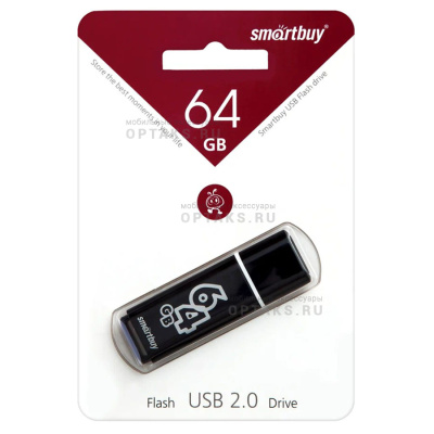 Флешка USB 64GB  Smartbuy  Glossy  чёрный