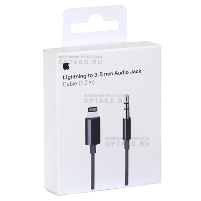 Кабель Apple Lightning to 3.5mm Headphone Jack Cable 1.2m (MR2C2ZE/A), черный, (m) orig.100