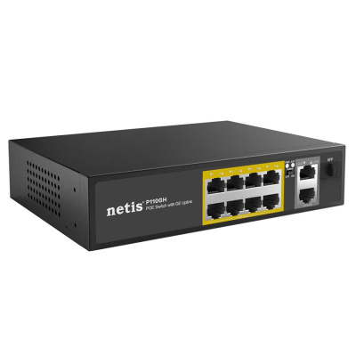 Коммутатор NETIS P110GH,10-портовый неуправляемый PoE, черный (1/20)