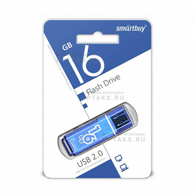Флешка USB 16 Гб Smartbuy  Glossy  синий