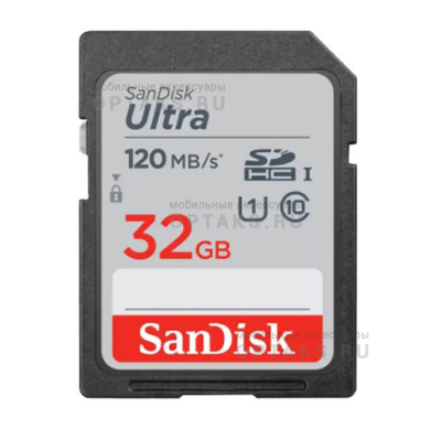 Карта памяти SDHC 32 Гб SanDisk Class 10 Ultra UHS-I (120 Mb/s)