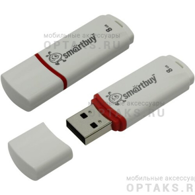 Флешка USB 8Gb SmartBuy Crown, USB 2.0, белый
