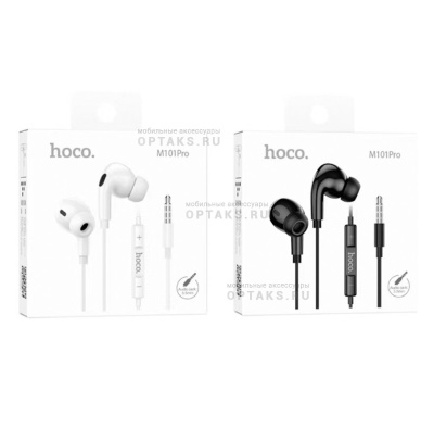Наушники проводные внутриканальные HOCO M101 Pro, Crystal sound, Jack 3.5мм, 1.2 м,  черный