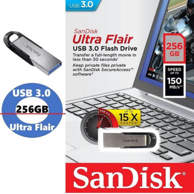 Флешка USB3.0 256 Гб SanDisk  Ultra Flair