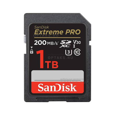 Карта памяти 1 Тб SDXC SanDisk Class 10 Extreme Pro V30 UHS-I U3 (200 Mb/s)