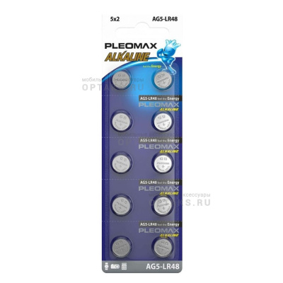 Элемент питания SAMSUNG PLEOMAX AG5 (393) LR754, LR48 Button Cell (10/100/1000/98000)