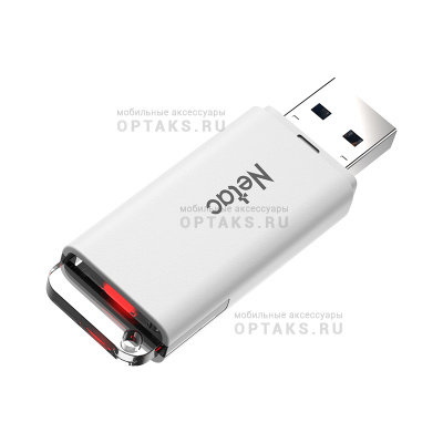 Флешка USB 64GB  Netac U185 с LED индикатором, белый