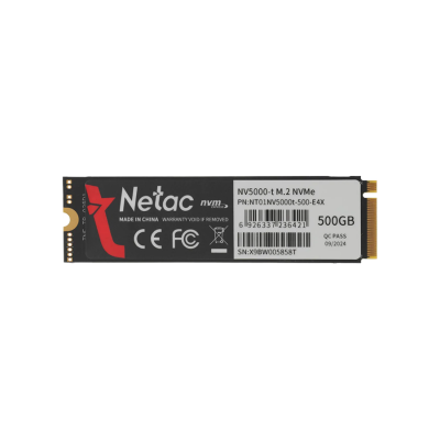 Внутренний SSD  Netac  500GB  NV5000t, PCIe x4, R/W - 4800/4600 MB/s, (M.2), 2280, TLC 3D NAND,  с радиатором