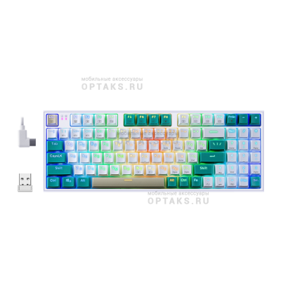 Клавиатура беспроводная REDRAGON Veigar BT/2.4G/пров.,RGB, бело-голубой (1/10)