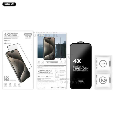 Защитное стекло 10-in-1 Supglass SG-01 4X Quadruple Strength Glass, для iPhone 12/12Pro